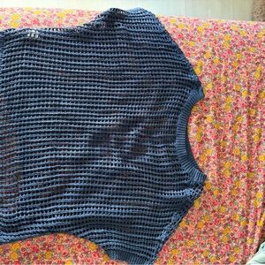 Open-Knit Navy Blue Women’s Sweater Top